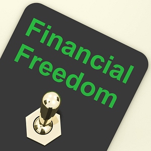 A photo of a green tag named Financial Freedom with a switch on the bottom