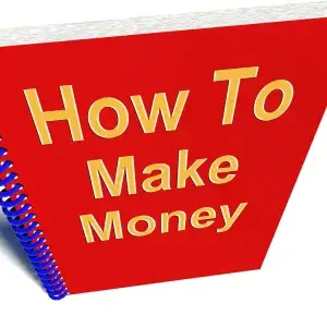 A red book with the words how to make money.
