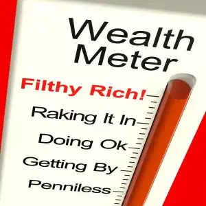 Wealth Meter Shows Money And Being Rich